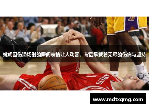 姚明因伤退场时的瞬间表情让人动容，背后承载着无尽的伤痛与坚持