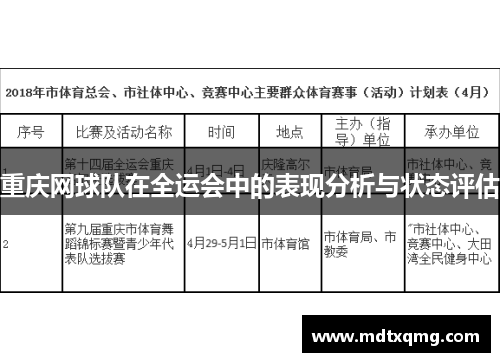 重庆网球队在全运会中的表现分析与状态评估